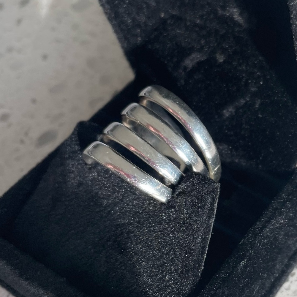 ‘Folded Fork’ silver ring | Size: 6